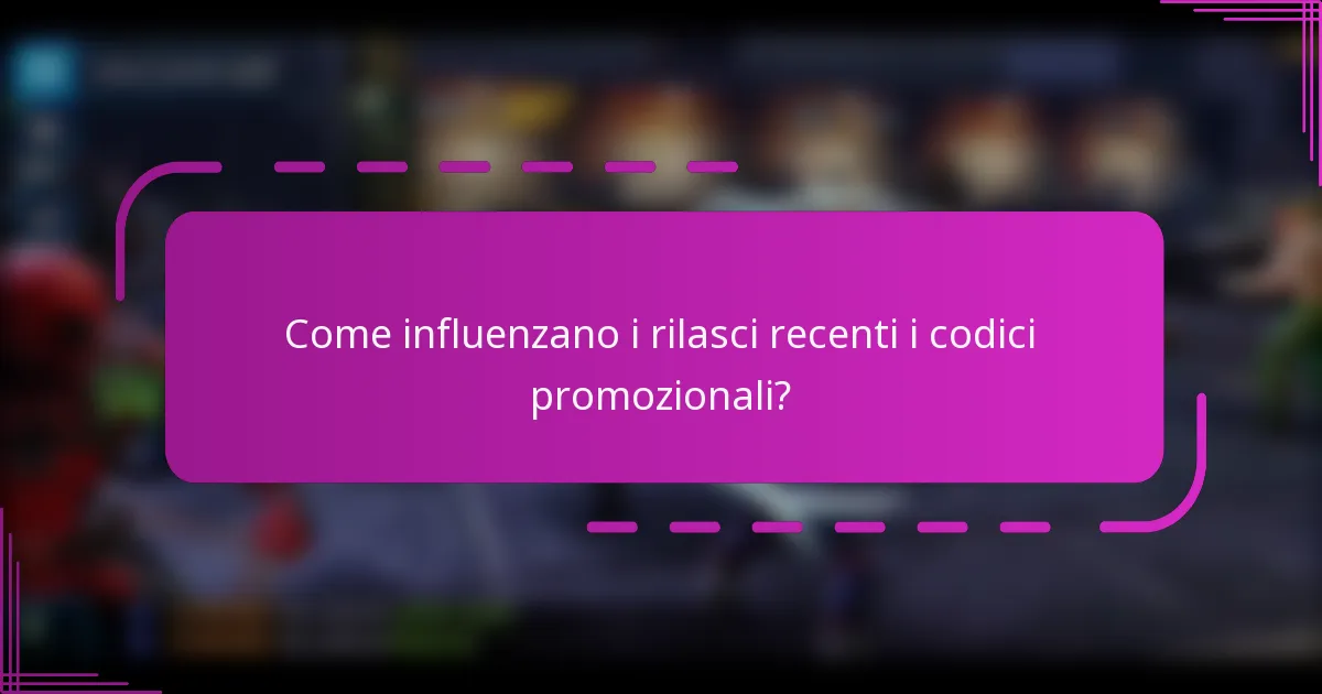 Come influenzano i rilasci recenti i codici promozionali?
