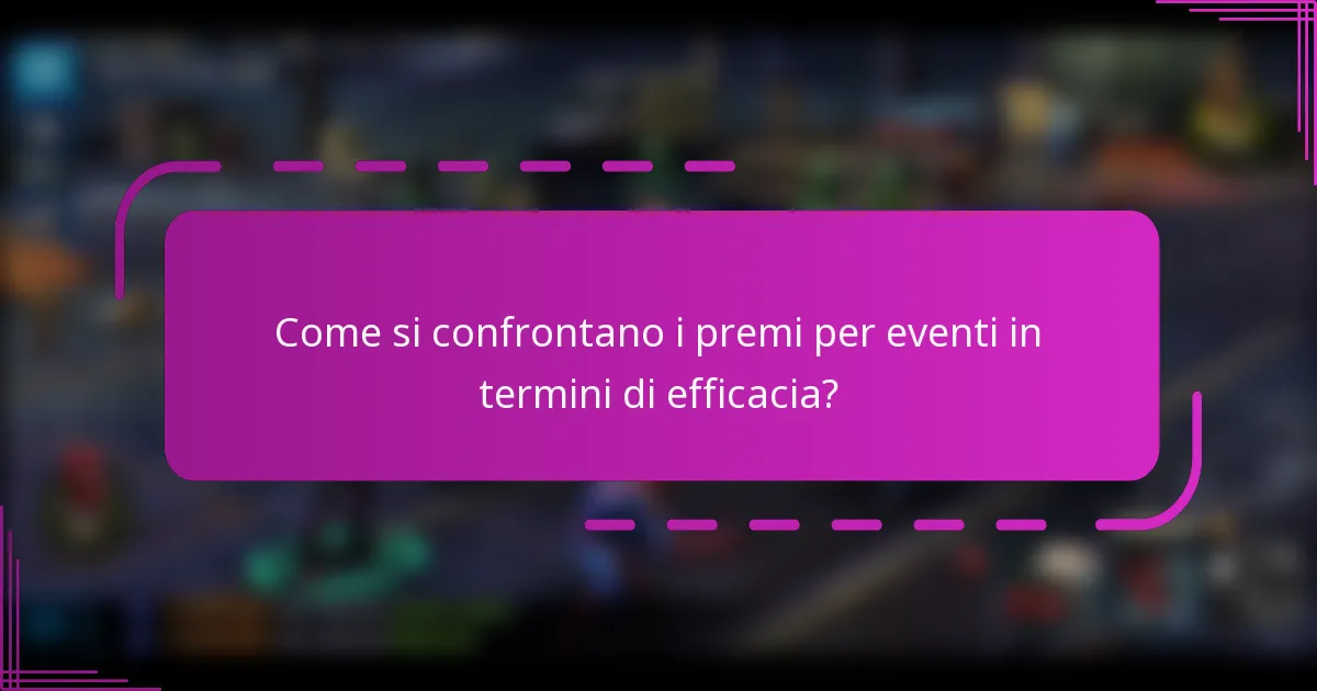 Come si confrontano i premi per eventi in termini di efficacia?
