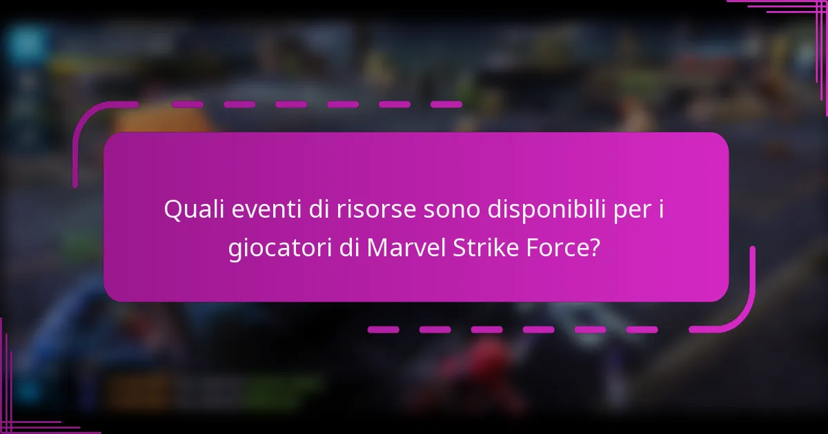 Quali eventi di risorse sono disponibili per i giocatori di Marvel Strike Force?